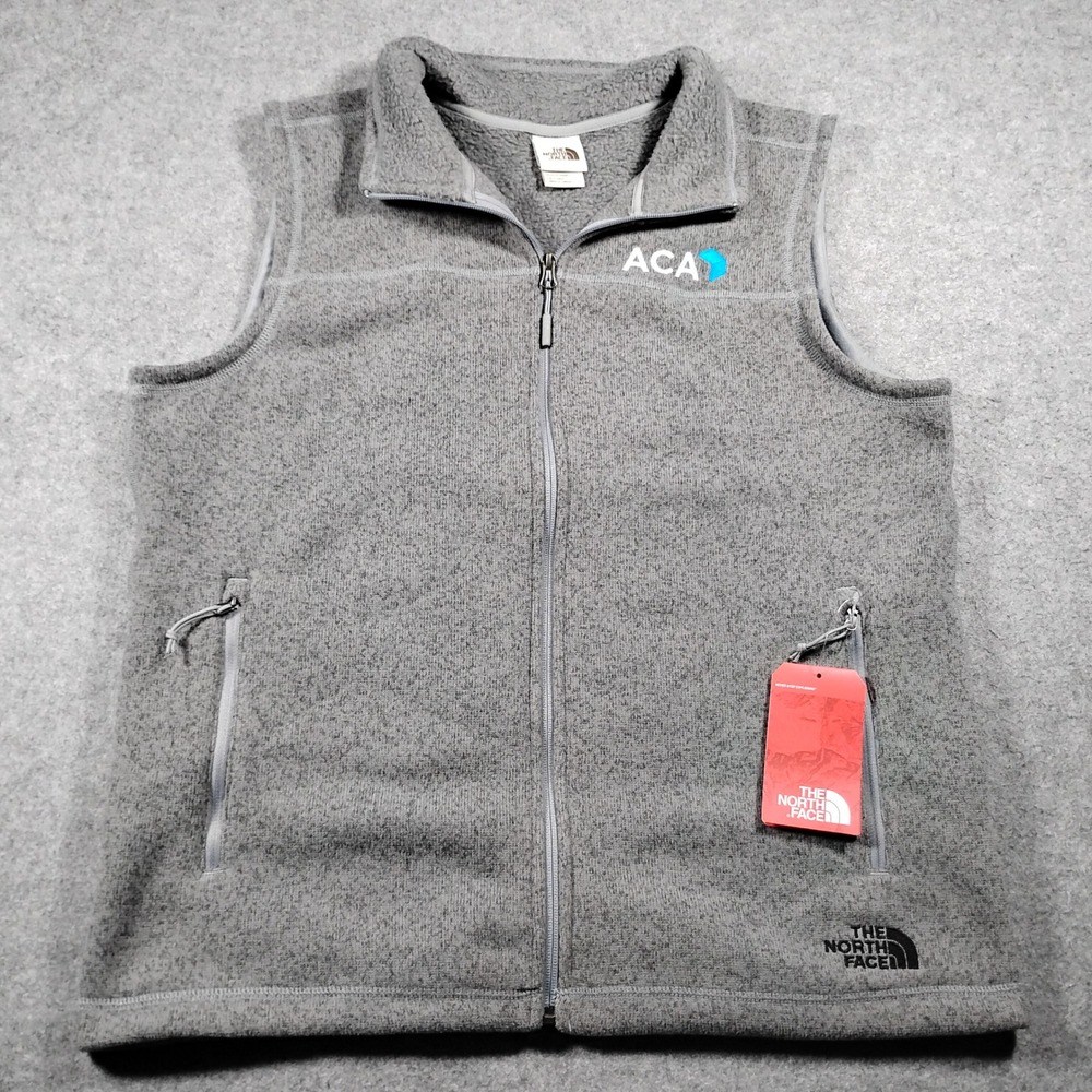 The North Face Sweater Fleece Vest Men's L Gray Full Zip ACA Corporate Gorpcore